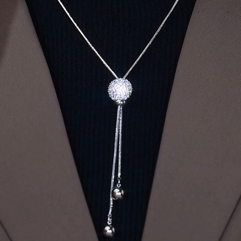 New Autumn/Winter Style Round Pendant Sweater Chain for Women, Long Tassel Fashion Necklace - Hot Selling Item