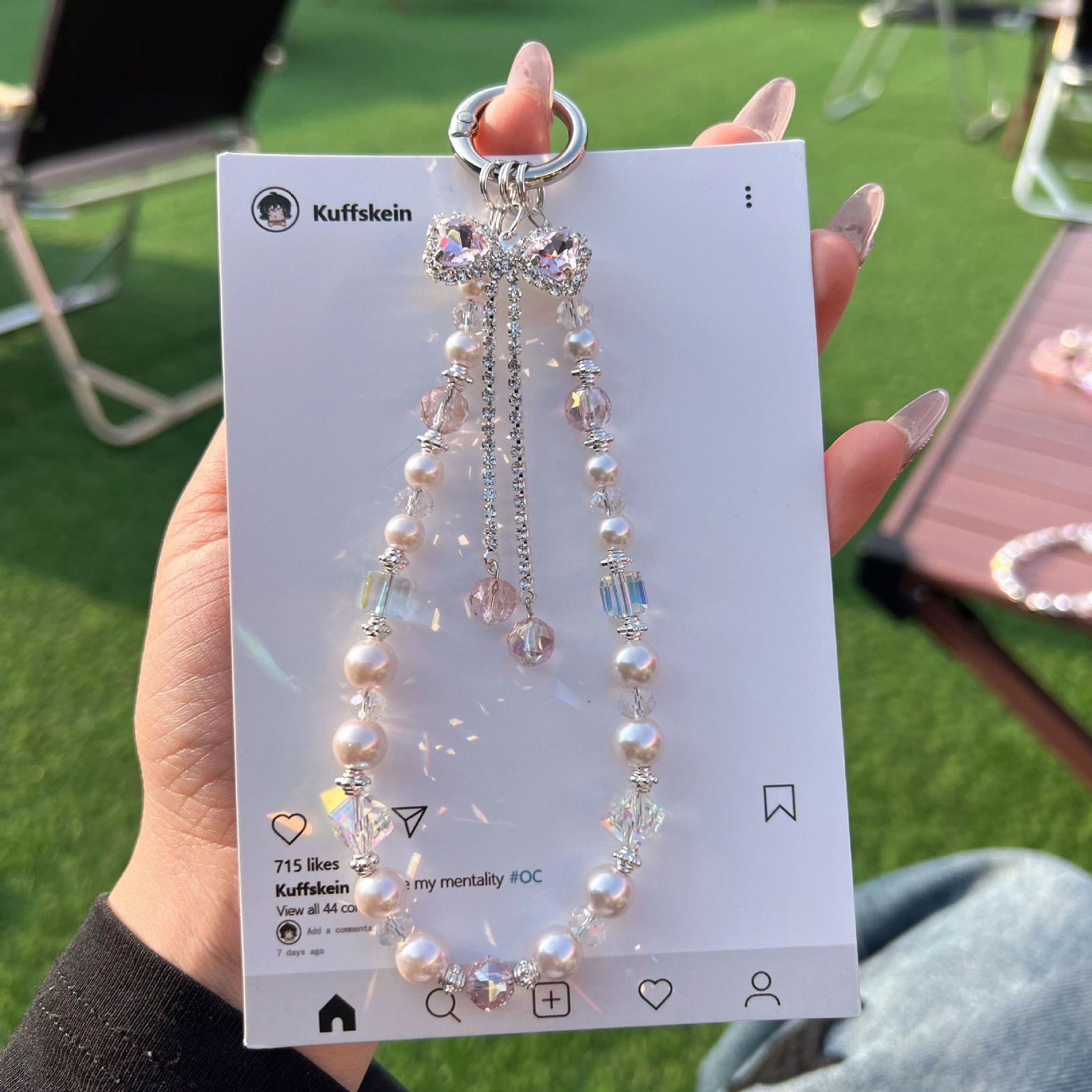 Second image of Luxury rhinestone and crystal bow phone charm, keychain, and bag charm