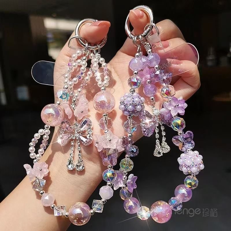 Exquisite handmade mobile phone chain ,niche luxury wrist butterfly pendant, high-end bag charm.